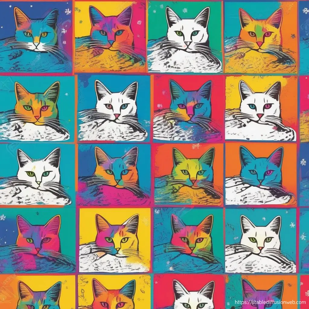 Stable Diffusion Onlineで生成した猫の画像(スタイル：artstyle-pop art）