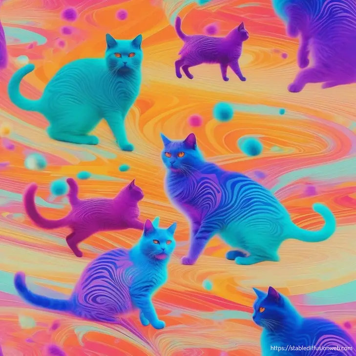 Stable Diffusion Onlineで生成した猫の画像(スタイル：artstyle-psychedelic）