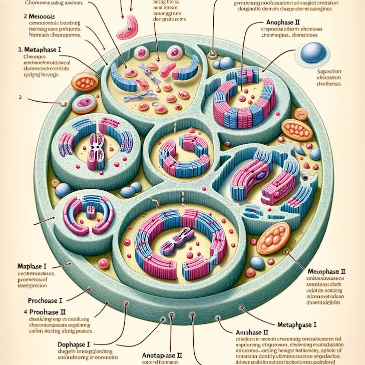 ChatGPTが生成した生殖細胞分裂（減数分裂）のプロセスの図
