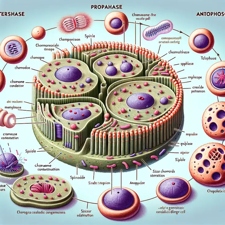 ChatGPTが生成した体細胞分裂（有糸分裂）のプロセスの図