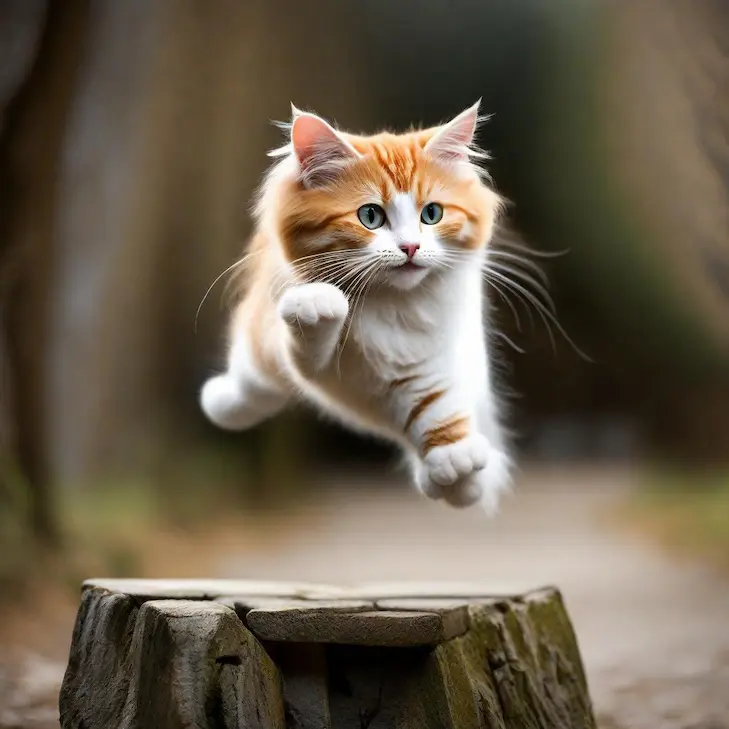 LimeWire AI Studio Assetで生成した猫の画像。プロンプトは「ジャンプする猫の写真を生成してください」
