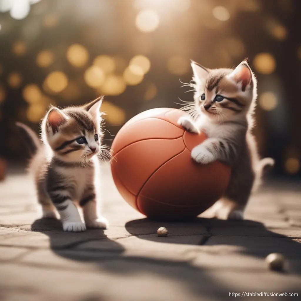 プロンプトは「ボールで遊ぶ子猫の写真を生成してください」by stable diffusion