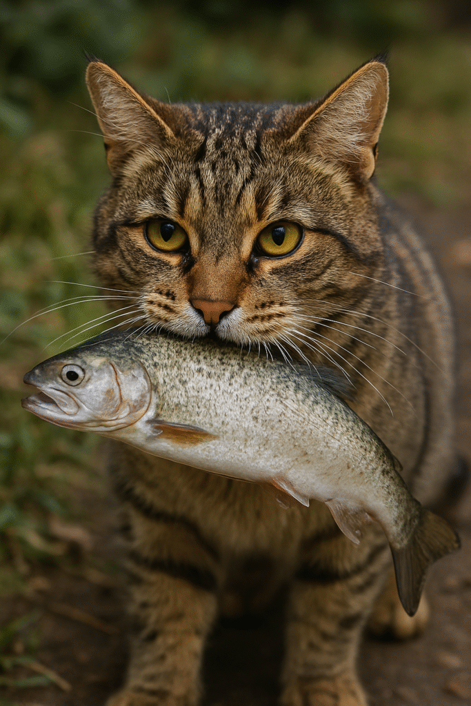 プロンプトは「お魚をくわえた猫の写真を生成してください」by DALL-E