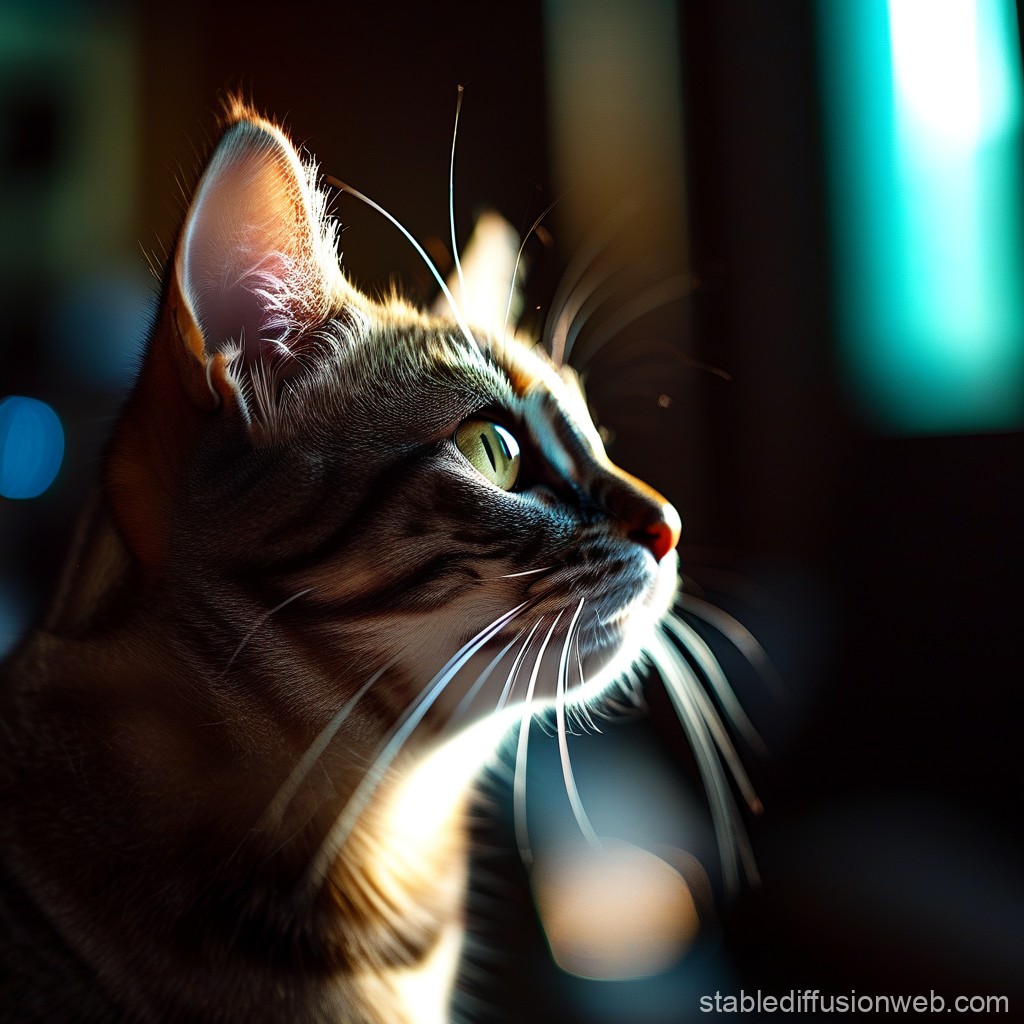 プロンプトは「朝日を浴びる猫の写真を生成してください」by Stable Diffusion