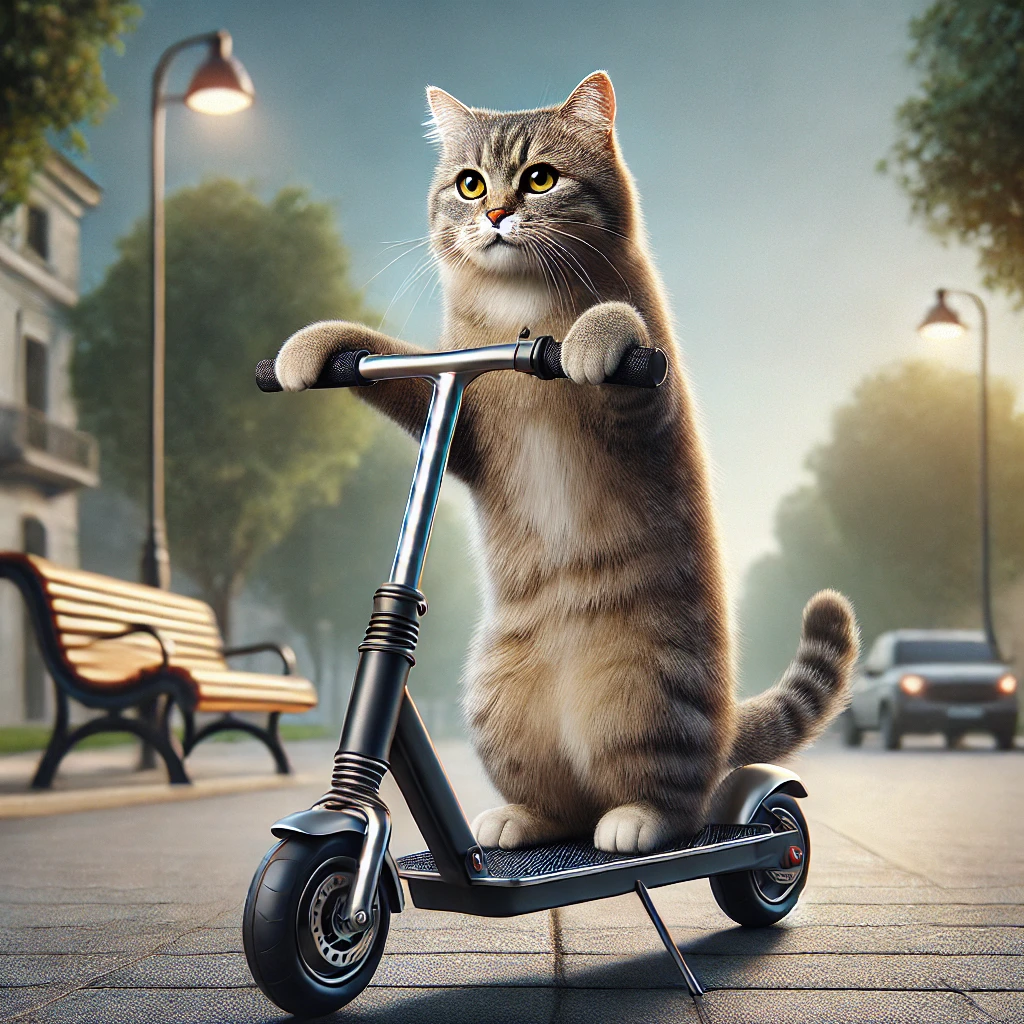 プロンプトは「スクーターに乗る猫の写真を生成してください」by DALL-E