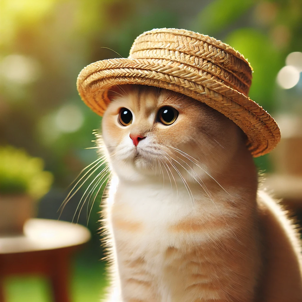 プロンプトは「麦わら帽子をかぶった猫の写真を生成してください」by DALL·E