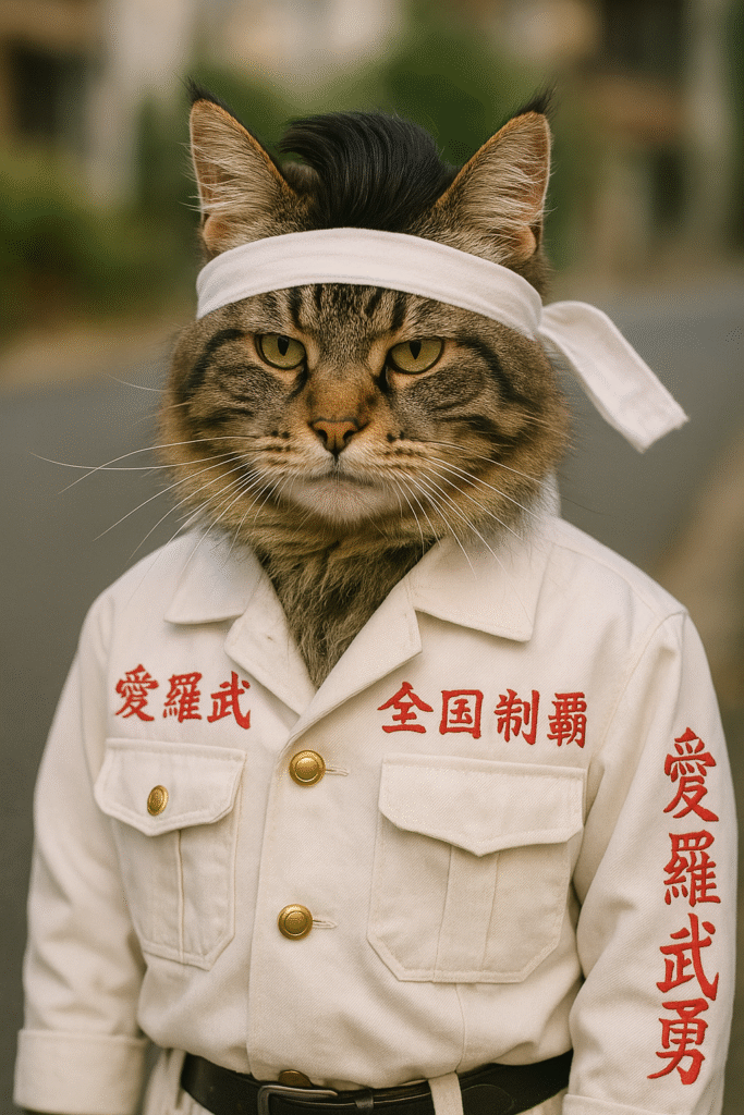 プロンプトは「暴走族風の猫の写真を生成してください」by ChatGPT
