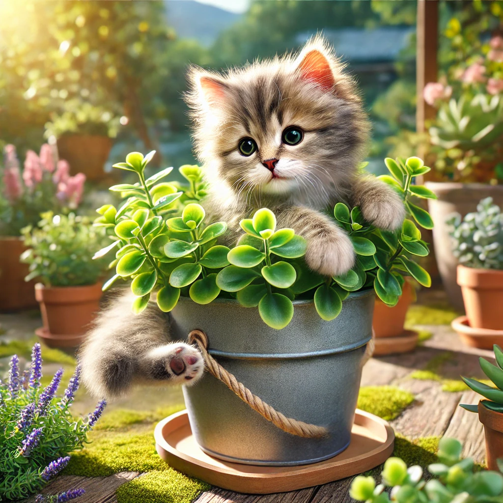 プロンプトは「植木鉢に隠れる猫の写真を生成してください」by DALL·E