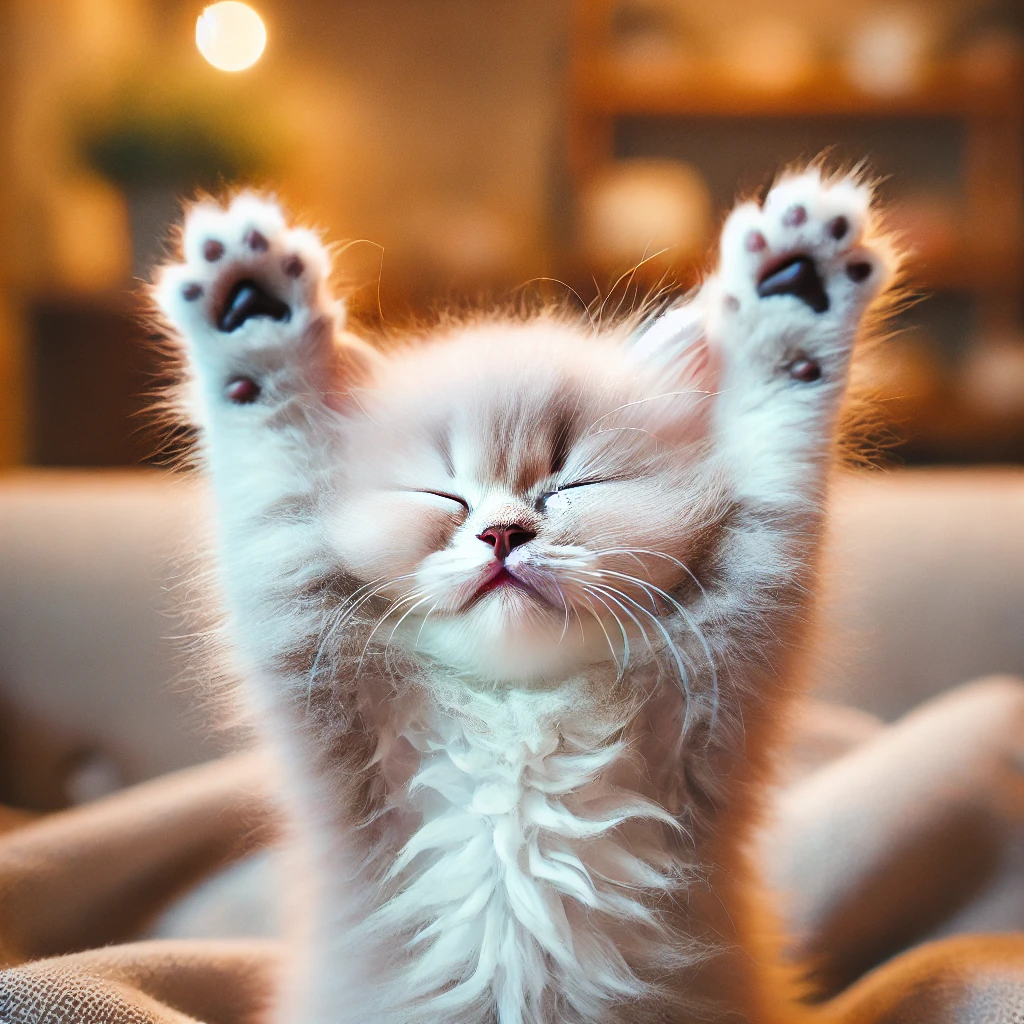 プロンプトは「万歳する猫の写真を生成してください」by DALL·E