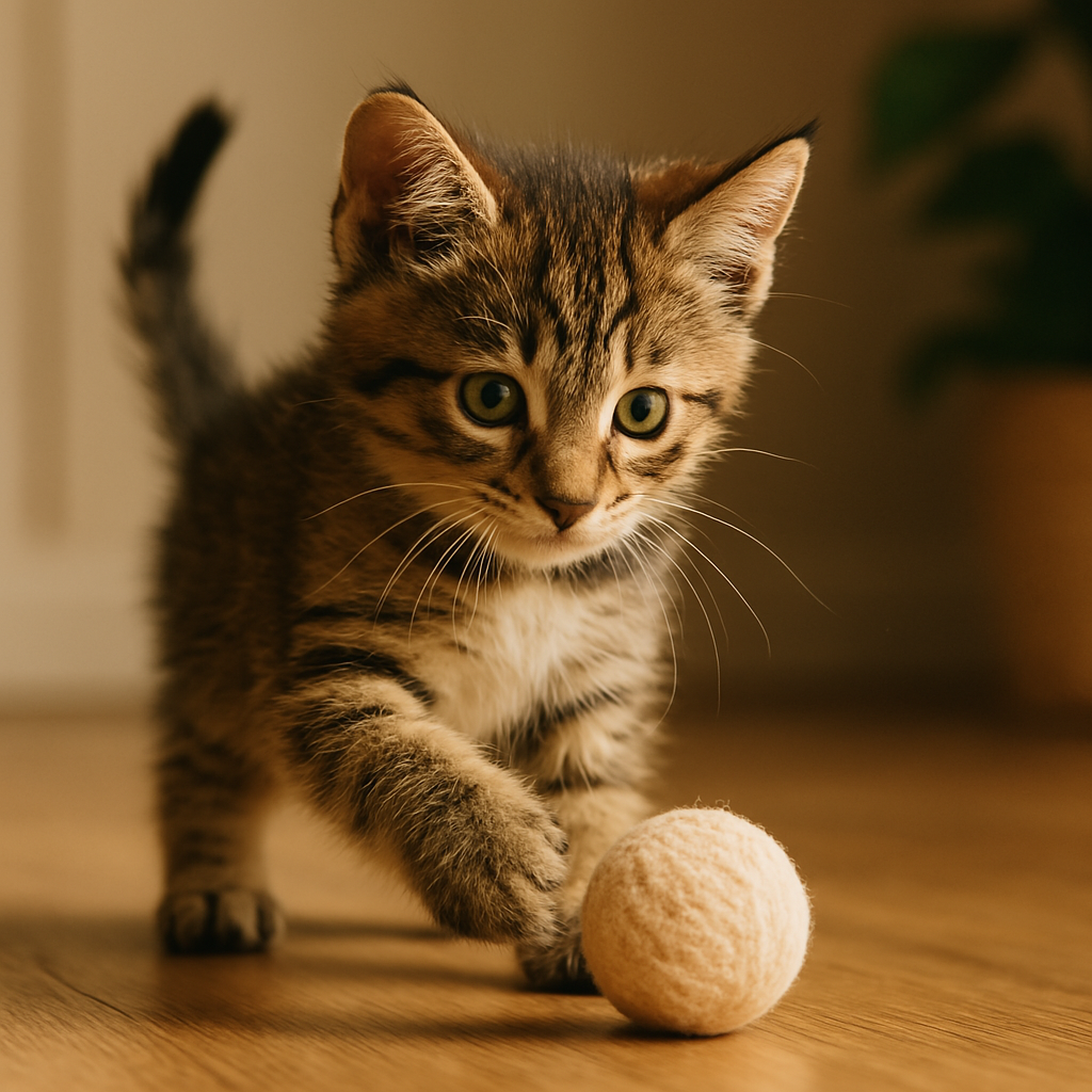 プロンプトは「ボールで遊ぶ子猫の写真を生成してください」by ChatGPT