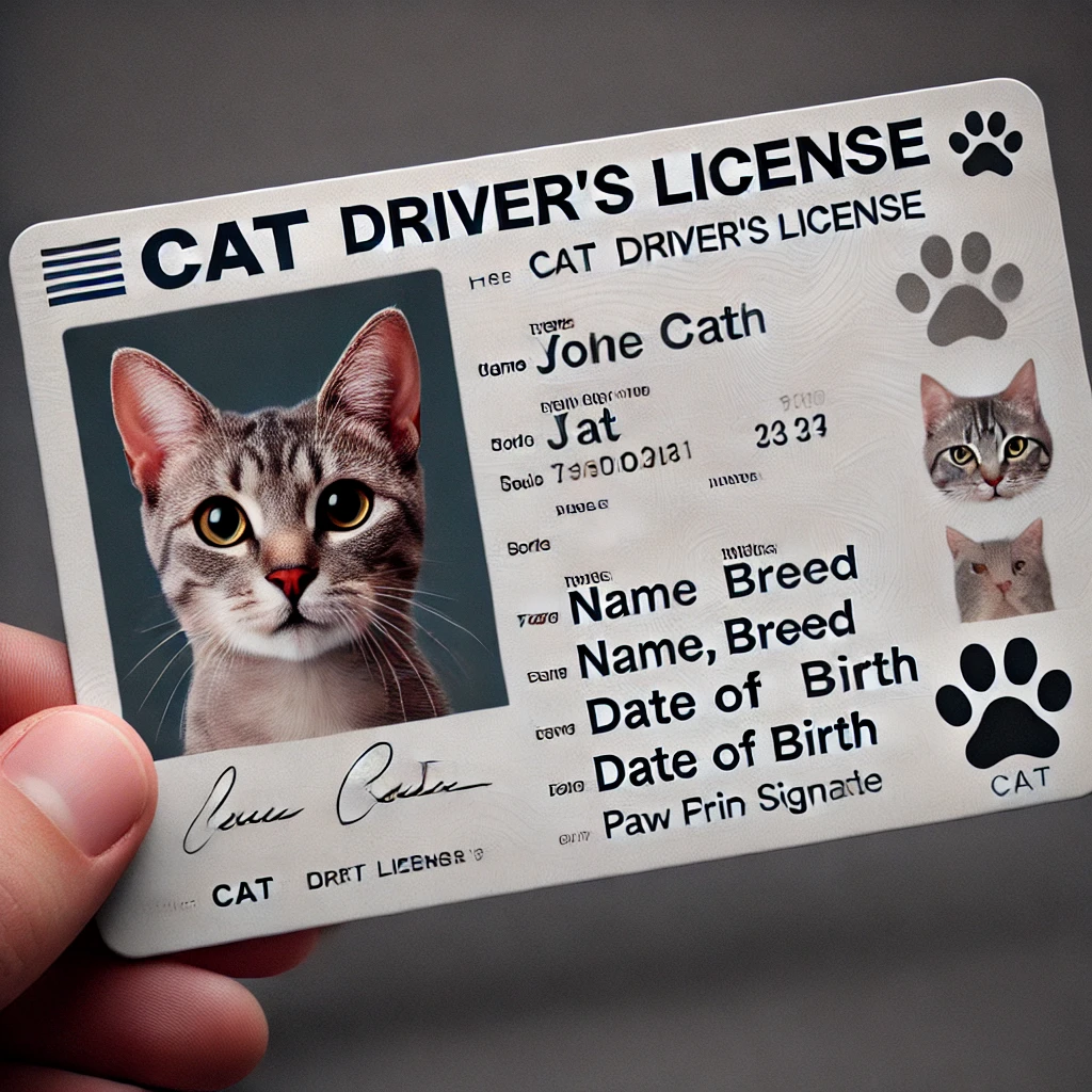 プロンプトは「猫の運転免許証の写真を生成してください」by DALL·E
