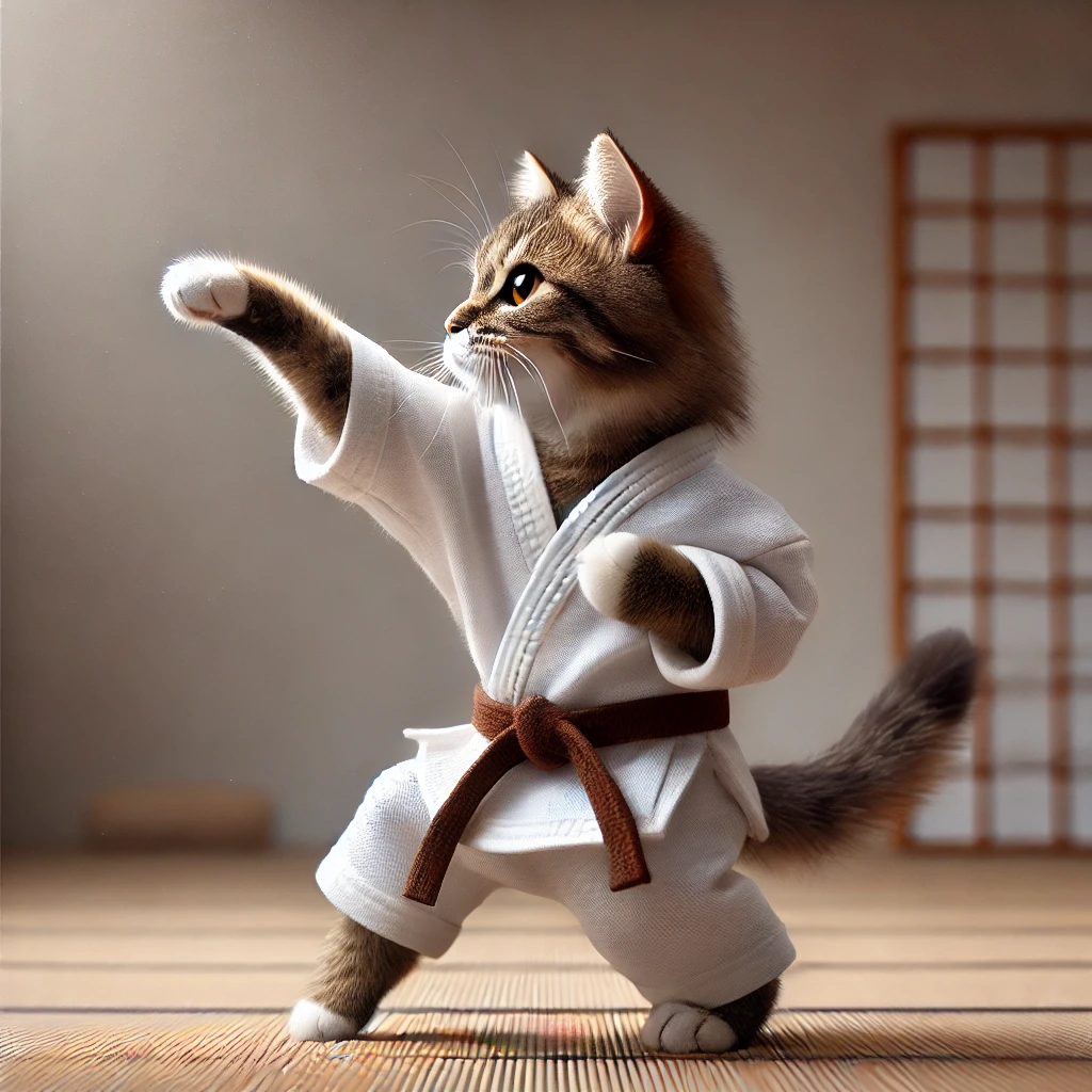 プロンプトは「空手をする猫の写真を生成してください」by DALL-E
