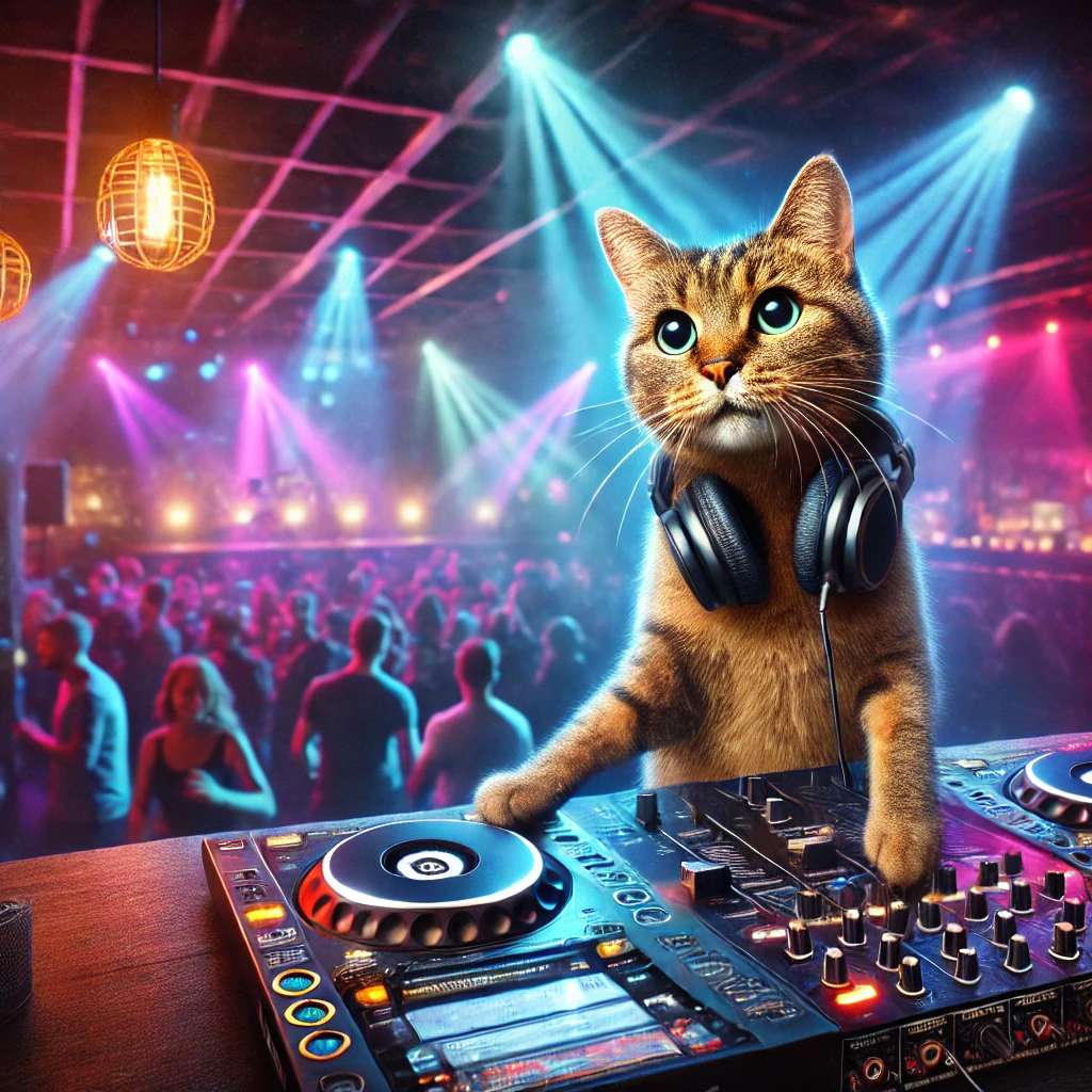 プロンプトは「DJをする猫の写真を生成してください」by DALL-E