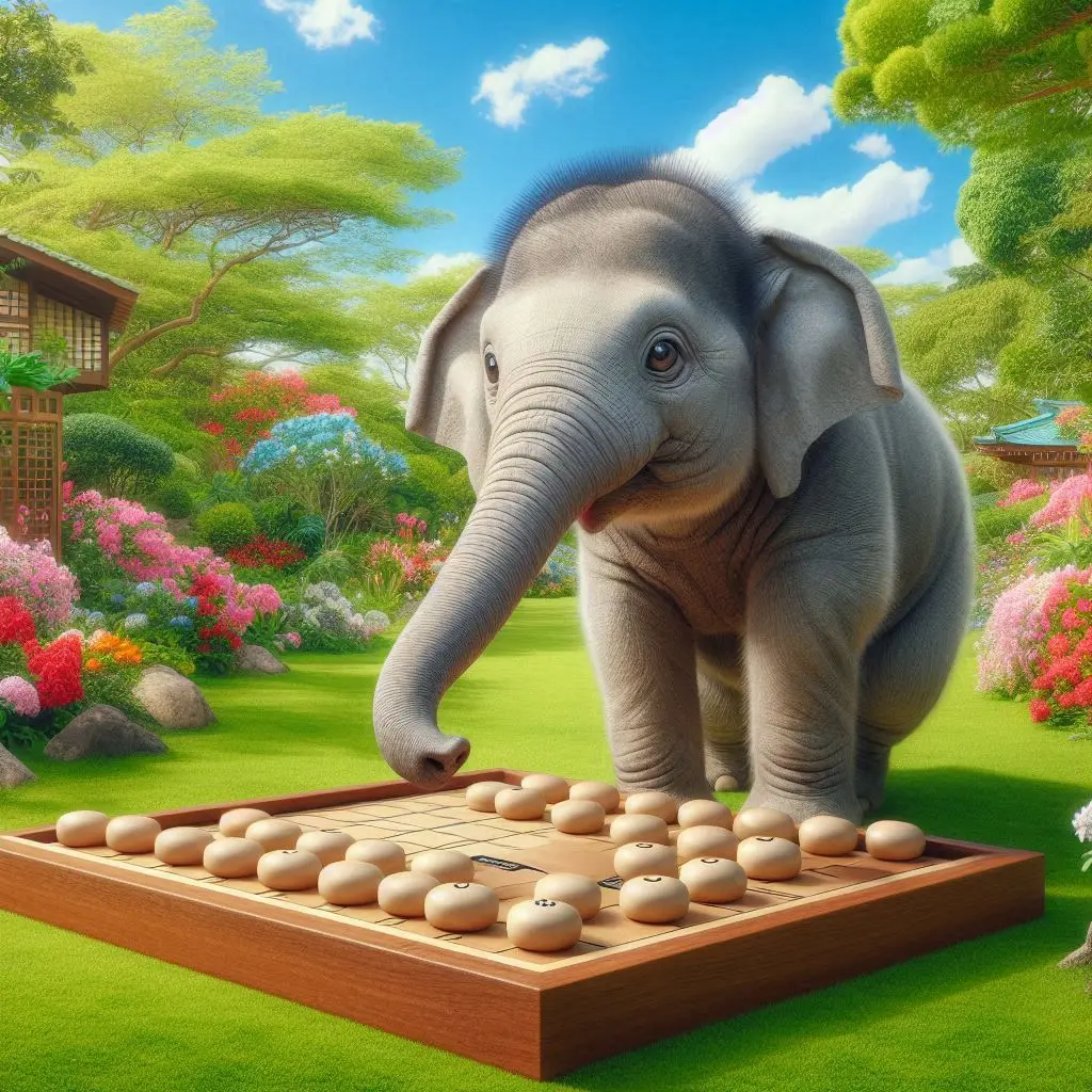 Bing Image Creatorで生成した「将棋を指すゾウ」