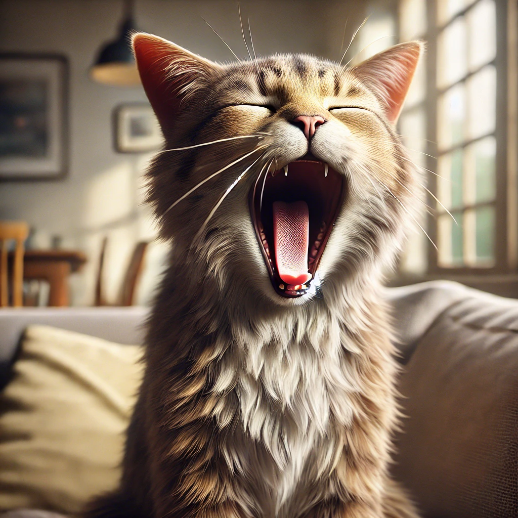 プロンプトは「大あくびをする猫の写真を生成してください」by DALL-E