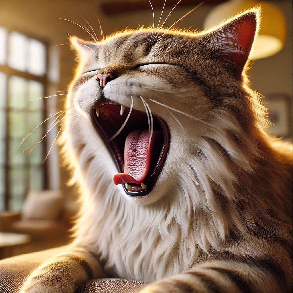 プロンプトは「大あくびをする猫の写真を生成してください」by DALL-E