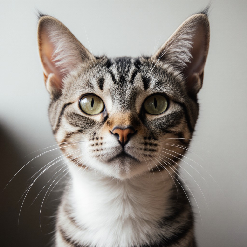 プロンプトは「鳥の鳴き声にピクッと耳だけ反応している猫の写真を生成してください」by StableDiffusion