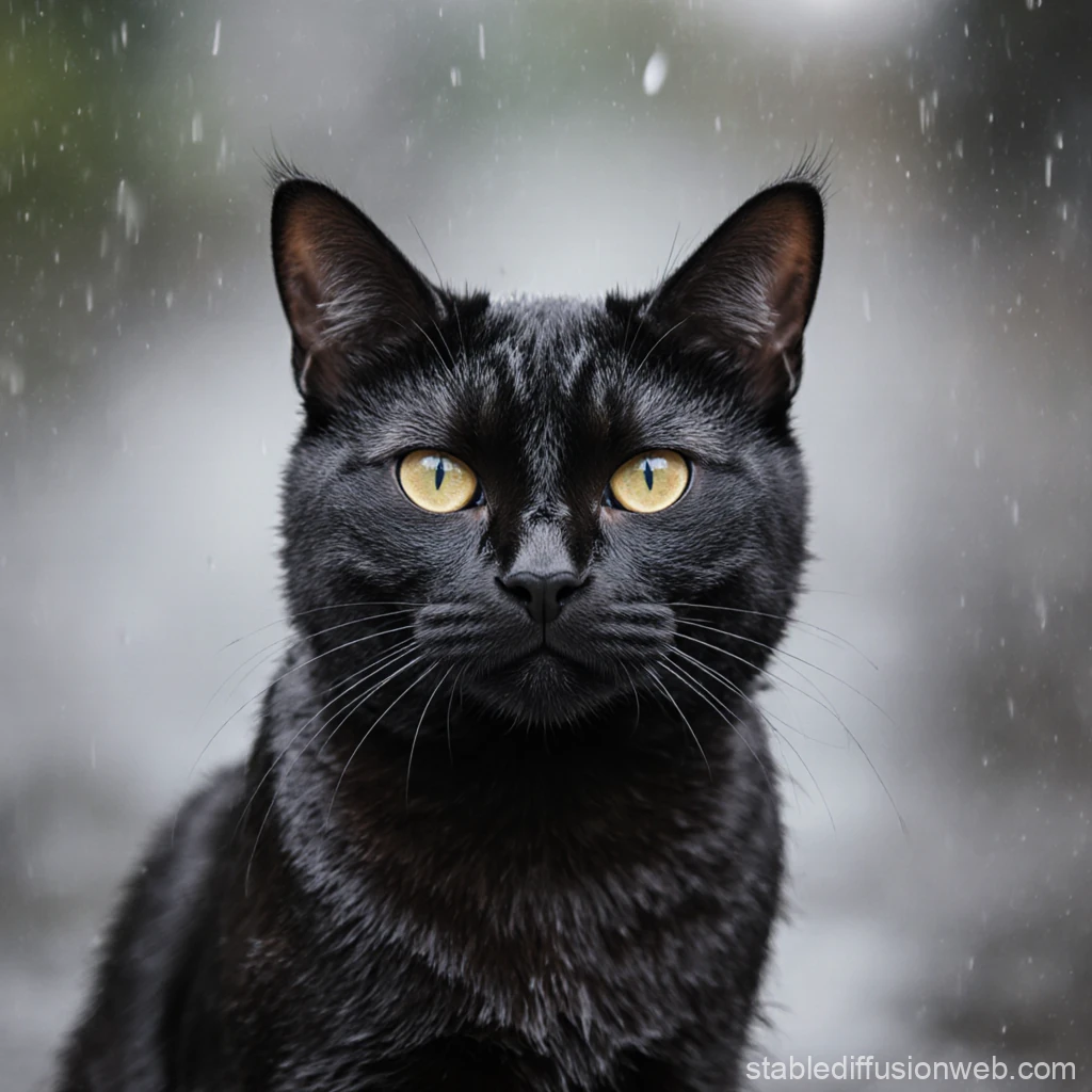 プロンプトは「雨に濡れる猫の写真を生成してください」by StableDiffusion